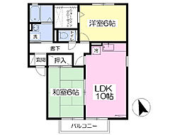 シャンソネット1 2LDKの間取図画像