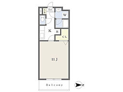 アイポート西棟 1階1Kの間取り