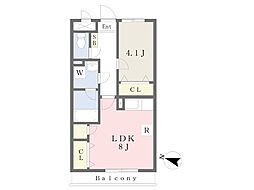 プランドール早瀬 1LDKの間取図画像