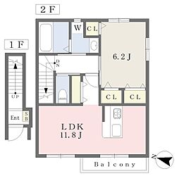 ヴェルデ青山B棟 1LDKの間取図画像