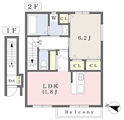 ヴェルデ青山A棟 1LDKの間取図画像