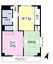 シルフいしかわ 2DKの間取図画像