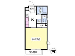 コーポヤマト西大通り 1Kの間取図画像