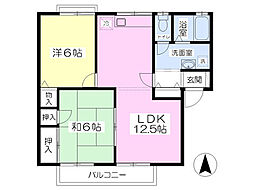 アヴェニール田園A 2LDKの間取図画像