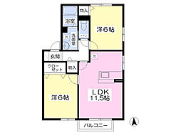 セジュールパンジー 2LDKの間取図画像