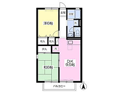 グレース・パルB 2DKの間取図画像