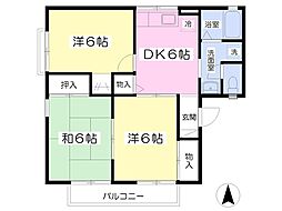 アーバン・ラフィーネB棟 3DKの間取図画像