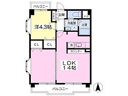 ロイヤルパレス駅西 1LDKの間取図画像