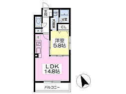メゾンセレーナ 1LDKの間取図画像