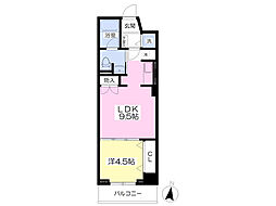 ロワジール愛谷 1LDKの間取図画像