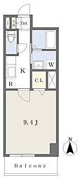 グランディ虎丸 1Kの間取図画像