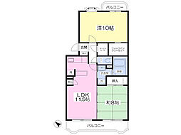 フォンテーヌ八幡 3階2LDKの間取り