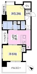 エンブル・ステージ馬渕 2DKの間取図画像