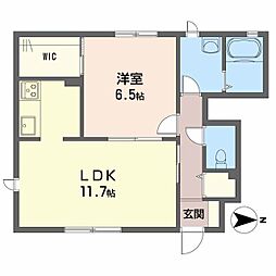 ディアス竹原 1階1LDKの間取り