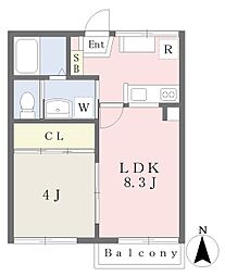 ポポロ宮田 1LDKの間取図画像