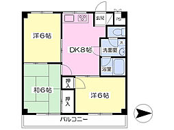 ぴゅあメイツ斉院 3DKの間取図画像