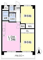サンシャイン緑町 2LDKの間取図画像