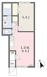 LUMIELE古三津B棟 1LDKの間取図画像