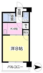 てらかわビル 1Kの間取図画像