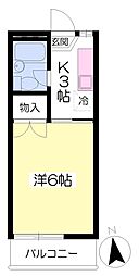 Popolo宮西 1Kの間取図画像
