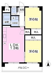 サンシャイン緑町 2LDKの間取図画像