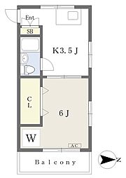 ミツダコーポ本町 4階1Kの間取り