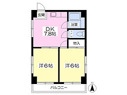 ラブレ清水町 403 4階2DKの間取り
