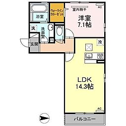 Ｄ−ｒｏｏｍ安城寺 1階1LDKの間取り