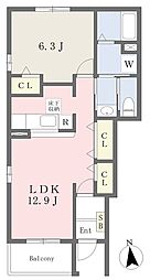 マンダリーナ 1LDKの間取図画像