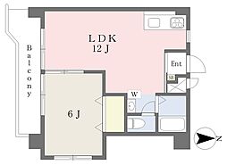 森ビル第8 1LDKの間取図画像