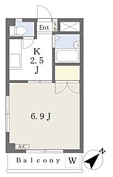 セレンディップ 1Kの間取図画像