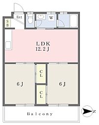 フレールいずみ 2LDKの間取図画像