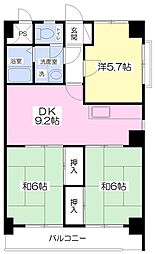 アヴニール余戸 3DKの間取図画像