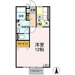 リヴェールたかおか 1Kの間取図画像