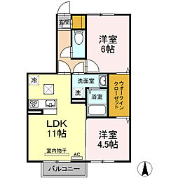 レスポワールB 2LDKの間取図画像