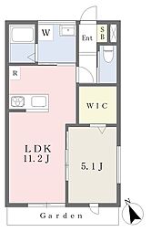 松山市高岡町アパート 1LDKの間取図画像