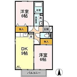 エントピア余戸A 2DKの間取図画像