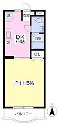 キャッスル雅 1DKの間取図画像