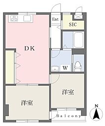 オックスフォード・サーカス松山IC2 2DKの間取図画像