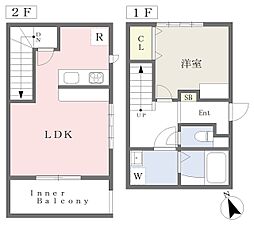 松山市南久米町アパート 1LDKの間取図画像