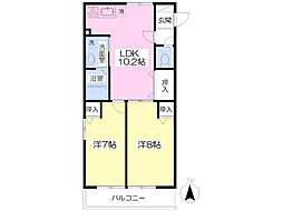 エイデンビル北久米 2LDKの間取図画像