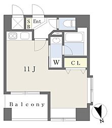 伊予鉄道市駅線 警察署前駅 徒歩4分の賃貸マンション 5階ワンルームの間取り