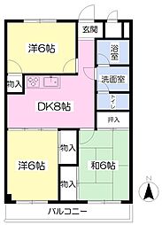 ABCハイム土居田 3DKの間取図画像