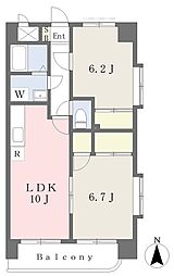 ラッフィナート 7階2LDKの間取り
