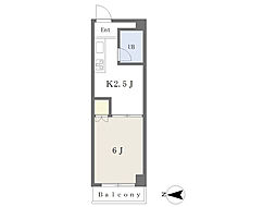 伊予鉄道本町線 本町六丁目駅 徒歩2分の賃貸マンション 4階1Kの間取り