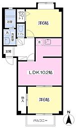 フォブール余戸東B 2LDKの間取図画像