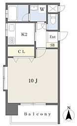 伊予鉄道市駅線 勝山町駅 徒歩3分の賃貸マンション 2階1Kの間取り