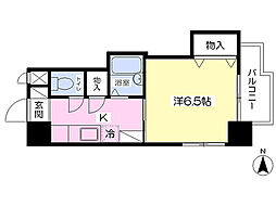 伊予鉄道市駅線 勝山町駅 徒歩6分の賃貸マンション 3階1Kの間取り