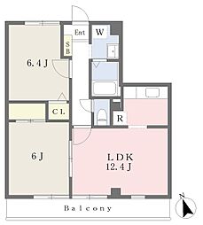 フォブールたまい 2LDKの間取図画像