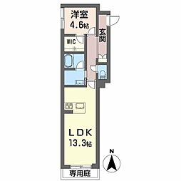 伊予鉄道本町線 本町五丁目駅 徒歩2分の賃貸アパート 1階1LDKの間取り